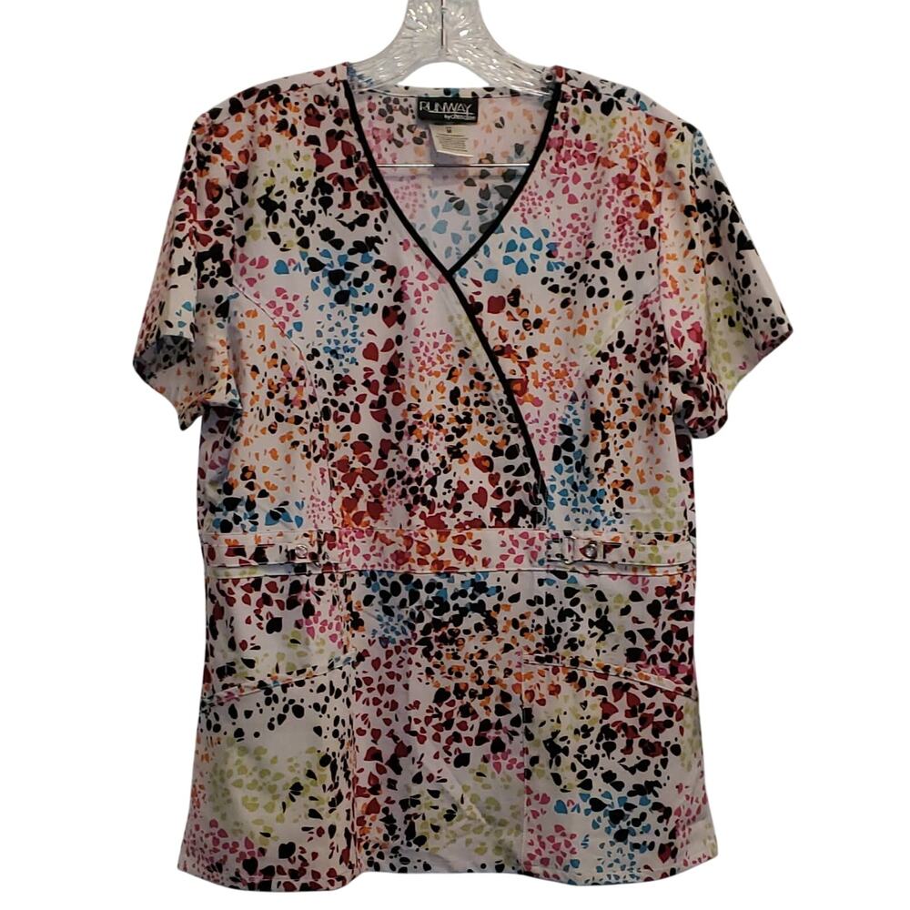 Runway by Cherokee Women's Multi Colored Scrub Top Size Medium